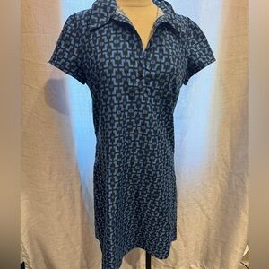 Guy Laroche Blue and Black Patterned Dress